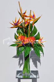 Artificial Orange Bird Of Paradise And Pincushion Protea Floral Arrangement Flower Arrangements Artificial Flowers Artificial Flowers Wedding