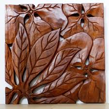 Carved Wooden Leaf Wall Art Wall Decor Leaf Panel Set Carved Wood Thai Art Scroll Wall Art Art Gallery Wall Leaf Wall Art