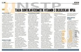 Tiada Suntikan Kosmetik Vitamin C Diluluskan Npra Program Perkhidmatan Farmasi