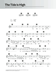 Chords texts marley bob high tide or low tide. The Tide Is High Sheet Music Blondie Piano Chords Lyrics