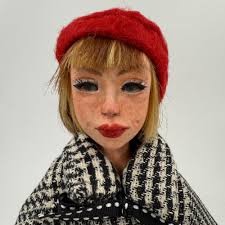 OOAK Parisian Style Art Doll, Handmade Vintage City Girl Figurine With Red  Beret and Houndstooth Coat, Hand Painted Collectible Winter Decor