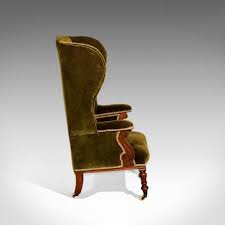 antique wing back chair victorian green velvet c 1850 in 2021 traditional armchairs green velvet chair chair