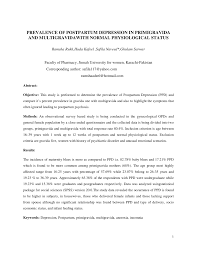 Pdf Prevalence Of Postpartum Depression In Primigravida And