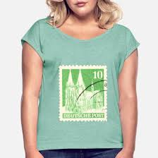Verkauf von briefmarken und postmarken. Kolner Dom Briefmarke 10er Grun 1948 Frauen T Shirt Mit Gerollten Armeln Spreadshirt