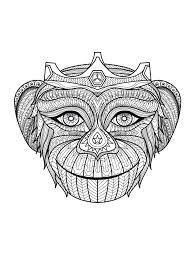 Coloring adult year of the monkey 5. Monkey Head Monkeys Adult Coloring Pages