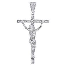 We've built great relationships with our factory locations over the years to produce the finest hip hop jewelry at the lowest possible price. 14k White Gold Genuine Diamond Jesus Cross Pendant 1 90 Crucifix Charm 1 2 Ct Ebay