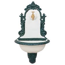 Relaxdays xl wandbrunnen antik, mit wasserhahn, nostalgisch, waschbecken garten, aluguss, hbt 75 x 44 x 22 cm, schwarz. Waschbecken Wandbrunnen Garten Eisen Antik Stil Brunnen 80cm Aubaho