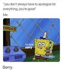 Spongebob Meme You Don T Have To Say Sorry Oh Okay Sorry Google Suche Spongebob Memes Funny Relatable Memes Memes Sarcastic