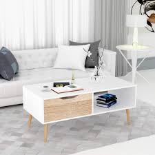 At your doorstep faster than ever. George Oliver Drawer Tea Table Wooden Coffee Tables Living Room Tv Stand Console Table Sofa Side Table 2 Tier With Storage Shelf And 1 Drawer Modern Furniture For Home Office White 39 4 X 19 7 X