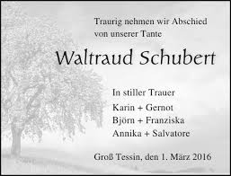 Traueranzeigen von Waltraud Schubert