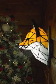 Wall Lamp Fox Decor For Your Home Gift Stained Etsy Stained Glass Lamps Stained Glass Light Tiffany Stained Glass