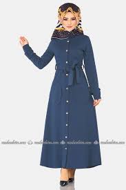 Modaselvim Elbise Dugmeli Elbise Ferace 113 5mc359 Indigo Dresses Fashion Plain Dress