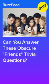 May 27, 2021 · test your tv knowledge with 'friends' trivia questions, answers and facts. Can You Answer These Obscure Friends Trivia Questions Friends Trivia Trivia Questions Trivia Questions And Answers