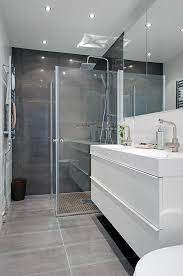 Salle de bains blanche et grise photo stock image du conception. Une Salle De Bains Grise Elegance Et Chic Contemporain Archzine Fr Salle De Bains Chics Salle De Bain Grise Salle De Bain Design