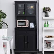 black wooden microwave tall kitchen