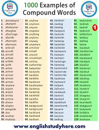 1000 Examples Of Compound Words English Study Here Compound Words English Study English Words