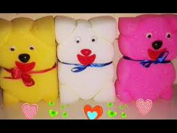 How To Make A Sponge Teddy Bear Simple Sponge Doll Craft For Kids Teddy Bears Valentines Towels Bear Bear Valentines