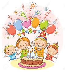 A kuchen party for one. Kindergeburtstag Party Mit Einem Grossen Kuchen Und Bunten Luftballons Keine Steigungen Lizenzfrei Nutzbare Vektorgrafiken Clip Arts Illustrationen Image 38735761
