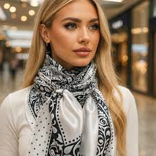 35X35" Black/White Polka Dot & Paisley Wild Rag