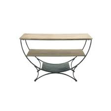 Danielle Wood And Metal Rustic Industrial U Shaped Console Metal Console Table Wooden Console Table Half Moon Console Table