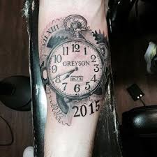Birthdate Birth Year Tattoo Designs Wedding Date And Time Or Child Birth Date And Time Ad Pocket Watch Tattoo Design Watch Tattoos Watch Tattoo Design