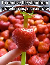 14 Bye Bye Strawberry Stems Food Hacks Food Fruit Hacks
