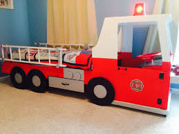 Generally speaking, parents are more interested in creating a safe environment for their children than focusing. Fire Truck Bed For A Toddler My Husband Made This For Our 3 Year Old Steering Wheel And Working Siren Ligh Fire Truck Bedroom Truck Toddler Bed Firetruck Bed