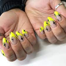 Hailey Lloyd On Instagram Neon Tips And Lighting Bolts For The Win Neontips Neonyellowtips N Neon Yellow Nails Lightning Bolt Nails Gel Nails