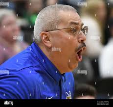 Morgan County coach Matthew Perry shouts instructions to his players during  a high school basketball game against Paintsville at the Derby Classic,  Friday, Dec. 21, 2018, in Raceland, Ky. (Kevin Goldy/The Daily