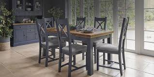 Butterlfy leaf table, four chairs, bench. Painted Dining Table And Chairs Grey White Cream Oak Furnitureland
