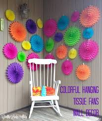Diy Birthday Decoration At Home Wall Diy Colorful Hanging Tissue Fans Wall Decor Wall Fans Diy Birthday Decorations Fiesta Party