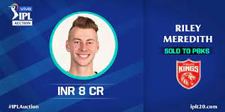 Just when padikkal was looking in good shape after hitting a six over the point riley balls the next ball, padikkal tries to make room once again but this time the pace of the ball takes padikkal off stump for a ride. Indianpremierleague On Twitter Riley Meredith Makes Merry At The Iplauction Moves To Punjabkingsipl For Inr 8 Cr Vivo India