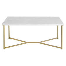 Stylish and practical, this circular coffee table also includes caps on the metal legs to protect your flooring from wear and tear. Glam Mid Century Modern Y Leg Rectangle Coffee Table Faux White Marble Gold Saracina Home Target