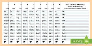 Check spelling or type a new query. First 100 High Frequency Words Handwriting Worksheets