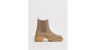 Asos brown suede slouch boot size 6. Asos Action Chunky Chelsea Boots In Beige Natural Lyst