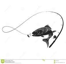 Photo About Fish Jumping For Bait And Fishing Rod Silhouette Illustration Of Sketch Decoration Salmon 86460216 Illustration Jumping Illustration Fish