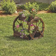 Char Log 3 Tiered Wagon Wheel Planter Www Kotulas Com Free Shipping Wagon Wheel Decor Wheel Decor Rustic Planters