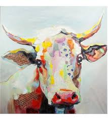 Stylecraft Home Collection Wi32268ds Signature Multicolored Wall Art Cow Painting Abstract Animal Art Cow Art