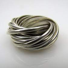 Taxco Sterling Silver Puzzle Ring 20 Interconnected Rings Vintage Rolling Band Harem Turkish Wedding Ring Modernist Mexico Jewelry Rings Puzzle Ring Ring Designs