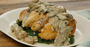 Chicken With Creamy Mushroom Sauce And Sauteed Greens With Pecans American Heart Association Recipes