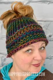 Please like, comment and share! Loom Knit Messy Bun Hat Favecrafts Com