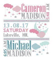 Shop from 4,000 patterns & kits. Twins Baby Cross Stitch Pattern Birth Announcement Custom Etsy In 2021 Baby Cross Stitch Patterns Cross Stitch Baby Birth Sampler Cross Stitch