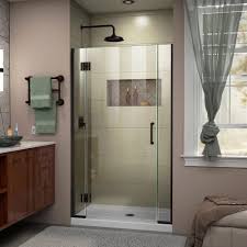 Dreamline Unidoor X 39 5 To 40 In X 72 In Frameless Hinged Shower Door In Oil Rubbed Bronze D12706572 06 With Images Frameless Shower Doors Frameless Hinged Shower Door Shower Doors
