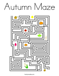This fun free printable maze activity page is great for birthday kids who enjoy maze. Autumn Maze Coloring Page Twisty Noodle