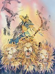 Indrajit On A Chariot Drawn By Lions Storytelling Techniques God Art Interactive Book