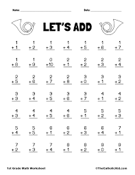 addition printout 1st grade math worksheet catholic