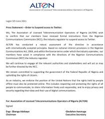The federal government of nigeria announced on twitter that it had suspended twitter operations in nigeria citing the persistent use of the platform does twitter know they have been banned in nigeria? Elwegenw76rptm