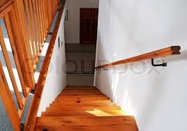 The most common wood railings material is wood. Interior Wood Stairs And Handrail Stock Image Colourbox