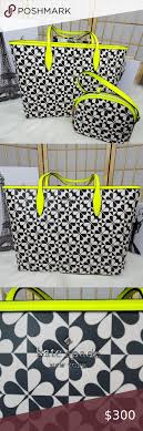 Black And Yellow Totes Nwt Kate Spade Hollie Spade Clover Geo Large Tote In 2020 Large Tote Kate Spade Tote Bag Kate Spade