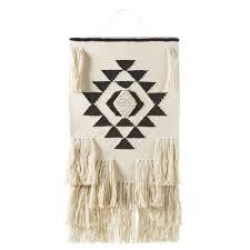 Deco Murale Tissage En Jute Noire Et Blanche 70x155 Malawi Maisons Du Monde Gewebter Wandbehang Korb Und Kiste Wanddeko